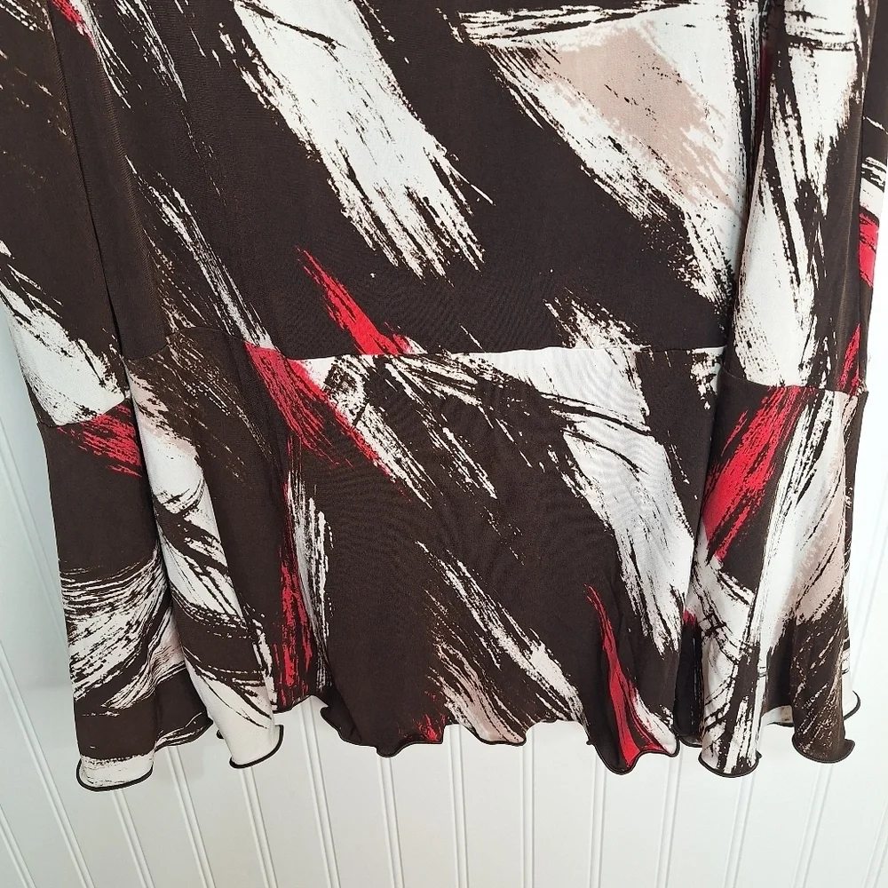 First Option Too Skirt Womens 18/20W Pull On‎ Stretch Tiered Hemline Brown Multi